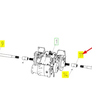Oryginalna tuleja frezowana półosi o numerze katalogowym 101639115, stosowana w kombajnach zbożowych marki Rostselmash schemat.