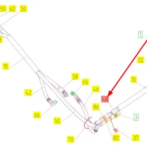 Oryginalny przewód hydrauliczny o numerze katalogowym 101642557, stosowany w kombajnach zbożowych marki Rostselmash schemat