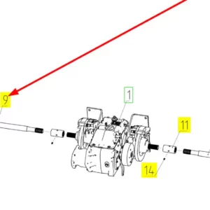 Oryginalna lewa półoś o numerze katalogowym 101643286, stosowana w kombajnach zbożowych marki Rostselmash schemat.