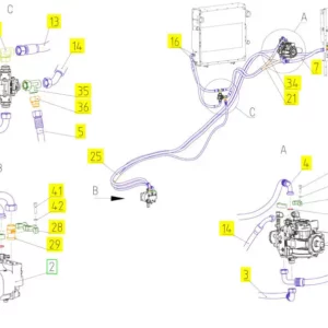 Oryginalny przewód hydrauliczny o numerze katalogowym 101676850, stosowany w kombajnach zbożowych marki Rostselmash schemat.