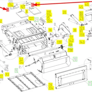 Oryginalna pokrywa podajnika pochyłego o numerze katalogowym 101677345, stosowana w kombajnach zbożowych marki Rostselmash schemat