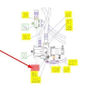 Oryginalny wąż wysokociśnieniowy o numerze katalogowym 101681119, stosowany w kombajnach zbożowych marki Rostselmash schemat.