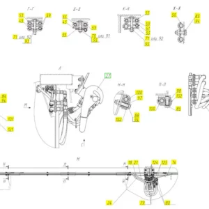Oryginalny przewód gumowy o numerze katalogowym 101682152, stosowany w hederach zbożowych marki Rostselmash. Schemat