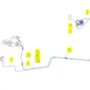 Oryginalny przewód hydrauliczny o numerze katalogowym 101698578, stosowany w kombajnach zbożowych marki Rostselmash schemat.
