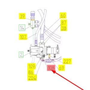 Oryginalny wąż wysokociśnieniowy o numerze katalogowym 101699427, stosowany w kombajnach zbożowych marki Rostselmash schemat.