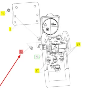 Oryginalna śruba o wymiarze M8 x 20 i numerze katalogowym 101701375, stosowana w hederach zbożowych marki Rostselmash. Schemat