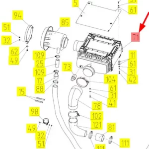 Oryginalny filtr powietrza o numerze katalogowym 101705644, stosowany w kombajnach zbożowych marki Rostselmash- schemat.