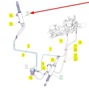 Oryginalny siłownik hydrauliczny o numerze katalogowym 101731566, stosowany w kombajnach zbożowych marki Rostselmash schemat.