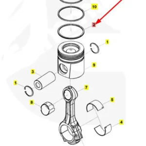 Oryginalny pierścień uszczelniający tłoka o numerze katalogowym 101735467, stosowany w kombajnach zbożowych marki Rostselmash schemat.