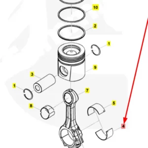 Oryginalna panewka korbowodowa o numerze katalogowym 101735497, stosowana w kombajnach zbożowych marki Rostselmash schemat.
