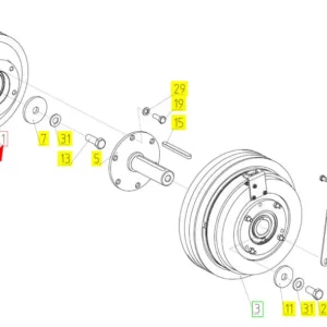 Oryginalne koło pasowe o numerze katalogowym 101747386, stosowane w kombajnach zbożowych marki Rostselmash schemat