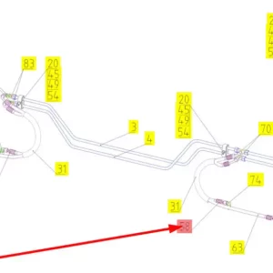 Oryginalny przewód hydrauliczny o numerze katalogowym 101747406, stosowany w kombajnach zbożowych marki Rostselmash schemat