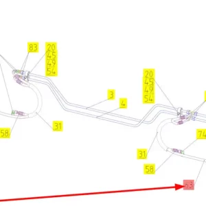 Oryginalny przewód hydrauliczny o numerze katalogowym 101747407, stosowany w kombajnach zbożowych marki Rostselmash schemat