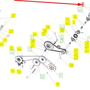 Oryginalny wałek przekaźnika mocy o numerze katalogowym 101751241, stosowany w hederach zbożowych marki Rostselmash. schemat