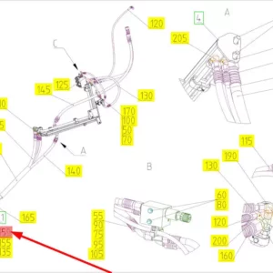 Oryginalny przewód hydrauliczny o numerze katalogowym 101753228, stosowany w kombajnach zbożowych marki Rostselmash schemat