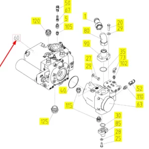 Oryginalna pompa hydrauliczna o numerze katalogowym 101753242, stosowana w kombajnach zbożowych marki Rostselmash schemat.
