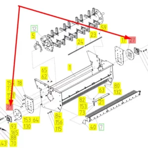 Oryginalna flansza rozdrabniacza słomy o numerze katalogowym 101762312, stosowana w kombajnach zbożowych marki Rostselmash schemat.
