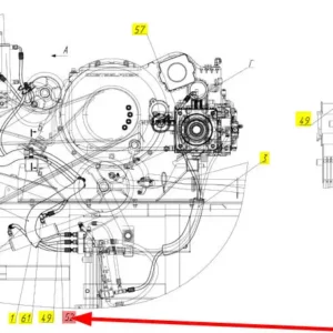 Oryginalny przewód hydrauliczny o numerze katalogowym 101763518, stosowany w kombajnach zbożowych marki Rostselmash schemat
