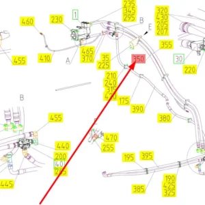 Oryginalny przewód hydrauliczny o numerze katalogowym 101766736, stosowany w kombajnach zbożowych marki Rostselmash schemat