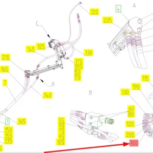 Oryginalny przewód hydrauliczny o numerze katalogowym 101766980, stosowany w kombajnach zbożowych marki Rostselmash schemat