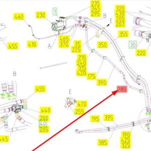 Oryginalny przewód hydrauliczny o numerze katalogowym 101772130, stosowany w kombajnach zbożowych marki Rostselmash schemat