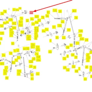 Oryginalna dźwignia regulacji klepiska o numerze katalogowym 101775608, stosowana w kombajnach zbożowych marki Rostselmash schemat.