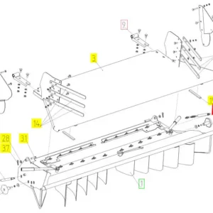 Oryginalny ślizg obudowy sieczkarni o numerze katalogowym 101779264, stosowany w kombajnach zbożowych marki Rostselmash schemat.