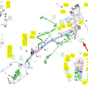 Oryginalne mocowanie o numerze katalogowym 101782658, stosowane w kombajnach zbożowych marki Rostselmash schemat.