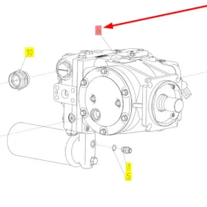 Oryginalna pompa hydrauliczna o numerze katalogowym 101795326, stosowana w kombajnach zbożowych marki Rostselmash. schemat