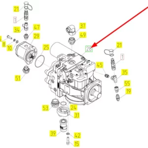 Oryginalna pompa hydrauliczna o numerze katalogowym 101795327, stosowana w kombajnach zbożowych marki Rostselmash schemat.