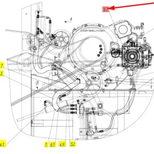Oryginalny przewód hydrauliczny o numerze katalogowym 101795775, stosowany w kombajnach zbożowych marki Rostselmash schemat