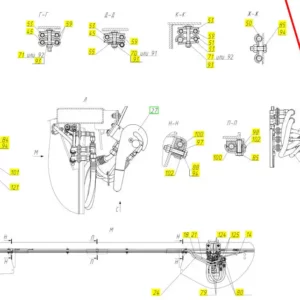 Oryginalny przewód gumowy o numerze katalogowym 101798636, stosowany w hederach zbożowych marki Rostselmash. Schemat