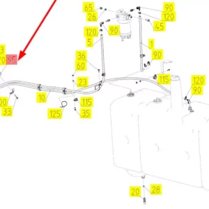 Oryginalny zacisk mocujący węży gumowych o numerze katalogowym 101811559, stosowany w kombajnach zbożowych marki Rostselmash- schemat.