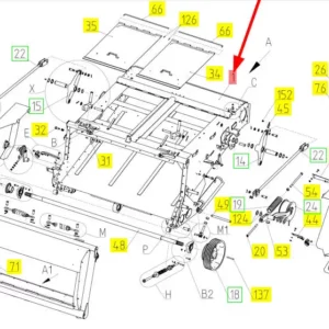 Oryginalna obudowa podajnika o numerze katalogowym 101825998, stosowana w kombajnach zbożowych marki Rostselmash. schemat