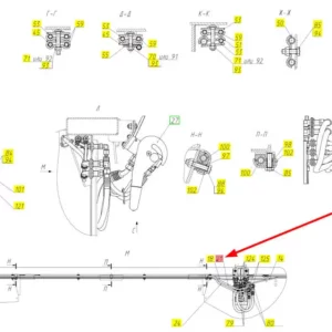 Oryginalny przewód hydrauliczny o numerze katalogowym 101826380, stosowany w hederach zbożowych marki Rostselmash. Schemat