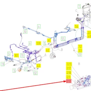 Oryginalny przewód hydrauliczny o numerze katalogowym 101827327, stosowany w kombajnach zbożowych marki Rostselmash schemat.