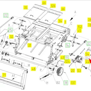 Oryginalne koło napinacza o numerze katalogowym 101827546, stosowane w kombajnach zbożowych marki Rostselmash. schemat