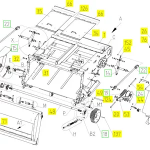 Oryginalna pokrywa podajnika pochylnego o numerze katalogowym 101830141, stosowana w kombajnach zbożowych marki Rostselmash. schemat