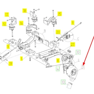 Oryginalny wentylator silnika Cummins (st IV) o numerze katalogowym 101830264, stosowany w kombajnach zbożowych marki Rostselmash schemat.