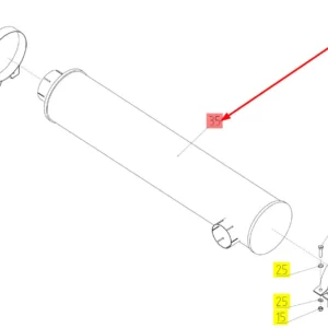 Oryginalny tłumik wydechu o numerze katalogowym 101832476, stosowany w kombajnach zbożowych marki Rostselmash schemat.