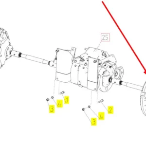 Oryginalna lewa zwolnica przedniej osi o numerze katalogowym 101835311, stosowana w kombajnach zbożowych marki Rostselmash schemat.