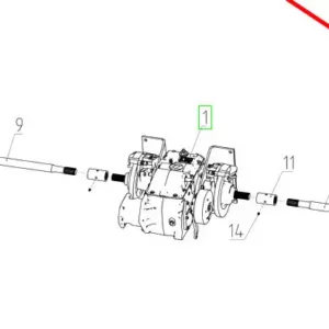 Oryginalna prawa strona reduktor o numerze katalogowym 101835312, stosowana w kombajnach zbożowych marki Rostselmash. schemat
