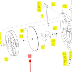 Oryginalna pokrywa wewnętrzna wentylatora o numerze katalogowym 101839867, stosowana w kombajnach zbożowych marki Rostselmash- schemat.