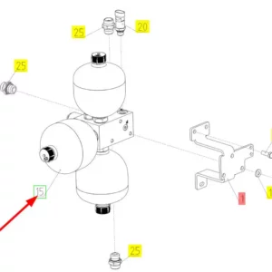 Oryginalny akumulator hydrauliczny o numerze katalogowym 101842662, stosowany w kombajnach zbożowych marki Rostselmash schemat.