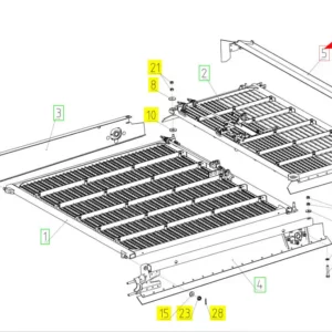 Oryginalna taca sita o numerze katalogowym 101843465, stosowana w kombajnach zbożowych marki Rostselmash schemat.