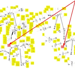 Oryginalne widełki regulacji klepiska o numerze katalogowym 101846358, stosowane w kombajnach zbożowych marki Rostselmash schemat.