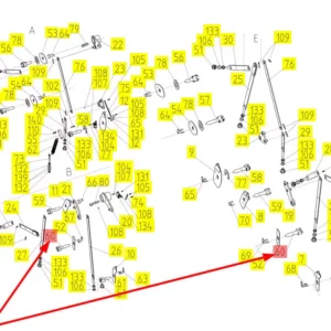 Oryginalne widełki regulacji klepiska o numerze katalogowym 101846359, stosowane w kombajnach zbożowych marki Rostselmash schemat.
