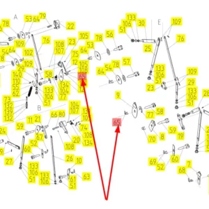 Oryginalne widełki regulacji klepiska o numerze katalogowym 101846363, stosowane w kombajnach zbożowych marki Rostselmash schemat.