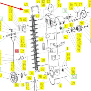 Oryginalny łańcuch podajnika zbożowego o numerze katalogowym 101847481, stosowany w kombajnach zbożowych marki Rostselmash schemat.