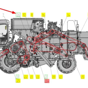 Oryginalny łańcuch rolkowy o numerze katalogowym 101850482, stosowany w kombajnach zbożowych marki Rostselmash schemat.